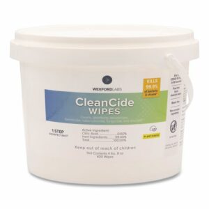 CleanCide Disinfecting Wipes, 1-Ply, 8 x 5.5, Fresh Scent, White, 400/Tub