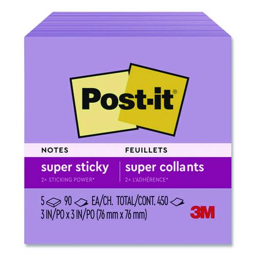 Super Sticky Notes, 3 x 3, Mulberry, 90 Sheets/Pad, 5 Pads/Pack - Image 9