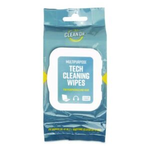 ScreenDr Device and Screen Cleaning Wipes, 6.88" x 3.9", Unscented, White/Gray, 20/Pack