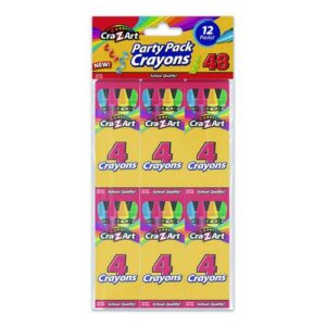 Crayons, 4 Assorted Colors, 4/Box, 12 Boxes/Pack