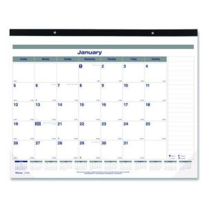 Net Zero Carbon Monthly Desk Pad Calendar, 22 x 17, White/Gray/Blue Sheets, Black Binding, 12-Month (Jan to Dec): 2025