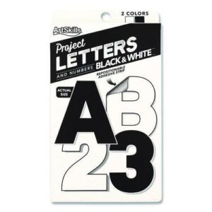 Black and White Poster Letters and Numbers, 10" Tall, Assorted Character Colors, 310/Pack