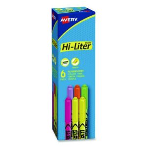 HI-LITER Pen-Style Highlighters, Assorted Ink Colors, Chisel Tip, Assorted Barrel Colors, 6/Set