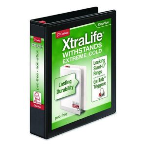 XtraLife ClearVue Non-Stick Slant-D Ring Binder, 3 Rings, 1.5" Capacity, 11 x 8.5, Black