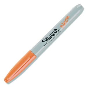 Neon Permanent Markers, Fine Bullet Tip, Neon Orange