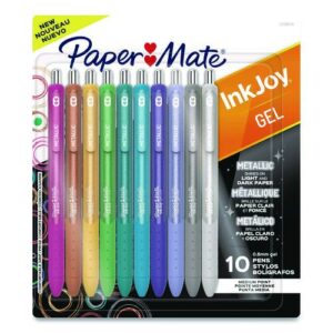 InkJoy Metallic Gel Pen, Retractable, Medium 0.8 mm, Assorted Ink, Assorted Barrel, 10/Pack