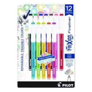 FriXion Fineliner Erasable Porous Point Pen, Stick, Fine 0.7 mm, Assorted Ink, Assorted Barrel, 12/Pack