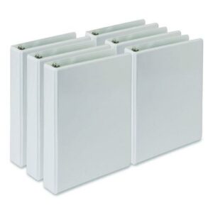 Economy Round Ring View Binders, 3 Rings, 1" Capacity, 8.5 x 5.5, White, 6/Carton