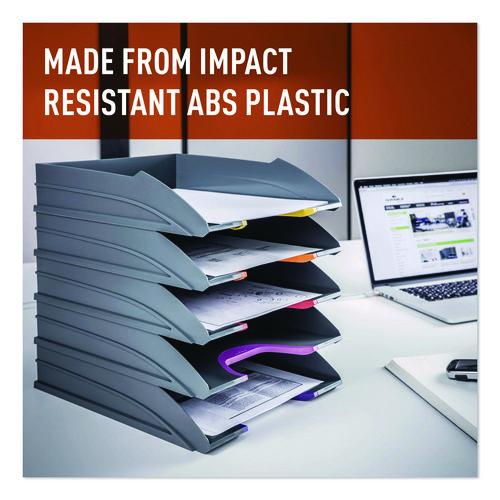 VARICOLOR 5-Compartment Stackable Plastic Letter Tray Set, Letter to Folio Size Files, 10.39 x 13.23 x 2.91, Anthracite Gray - Image 5