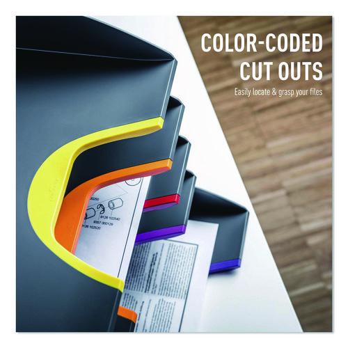 VARICOLOR 5-Compartment Stackable Plastic Letter Tray Set, Letter to Folio Size Files, 10.39 x 13.23 x 2.91, Anthracite Gray - Image 6