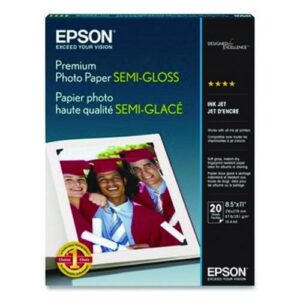 Premium Photo Paper, 10.4 mil, 8.5 x 11, Semi-Gloss White, 20/Pack