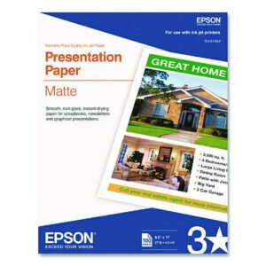 Matte Presentation Paper, 4.9 mil, 8.5 x 11, Matte Bright White, 100/Pack