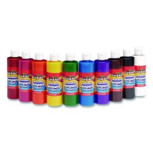 Washable Tempera Paint, 10 Assorted Colors, 8 oz Bottle, 10/Pack