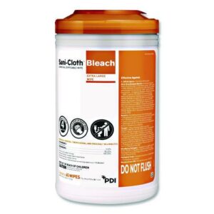 Sani-Cloth Bleach Germicidal Disposable Wipes, 1-Ply, 7.5 x 15, Unscented, White, 65/Pack