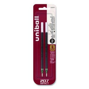 207 Impact Gel Stick Pen Refills, Bold 1 mm Conical Tip, Black Ink, 2/Pack