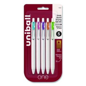uniONE Gel Pen, Retractable, Medium 0.7 mm, Assorted Fashion Ink and Barrel Colors, 5/Pack