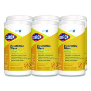 Disinfecting Wipes, 1-Ply, 7 x 8, Lemon Fresh, White, 75/Canister, 6/Carton