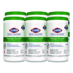 Hydrogen Peroxide Cleaner Disinfectant Wipes, 9 x 6.75, Unscented, White, 95/Canister, 6 Canisters/Carton