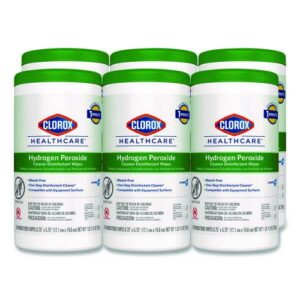 Hydrogen Peroxide Cleaner Disinfectant Wipes, 5.75 x 6.75, Unscented, White, 155/Canister, 6 Canisters/Carton