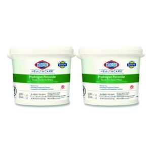 Hydrogen Peroxide Cleaner Disinfectant Wipes, 12 x 11, Unscented, White, 185/Bucket, 2 Buckets/Carton
