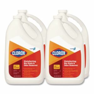 Disinfecting Bio Stain and Odor Remover, Fragranced, 128 oz Refill Bottle, 4/Carton