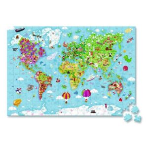 Cardboard Puzzle, Giant World Map Suitcase Puzzle, 300 Pieces, Ages 7 Years and Up