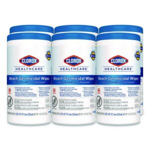 Bleach Germicidal Wipes, 1-Ply, 6.75 x 9, Unscented, White, 70/Canister, 6 Canisters/Carton