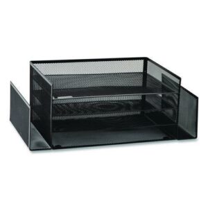 Metal Mesh Desktop Organizer Letter Tray, 6 Sections, Letter Size, 9.15 x 16.75 x 6, Black
