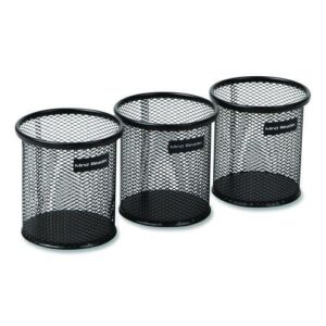 Metal Mesh Utensil Holder, 3.5" dia x 3.7"h, Black, 3/Pack