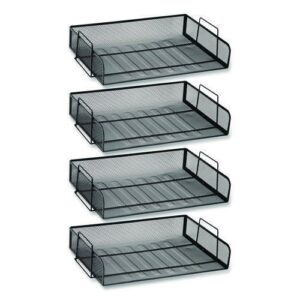 Stackable Paper Desk Tray Organizer, Letter Size, 9.75 x 14 x 3.25, Black, 4/Pack