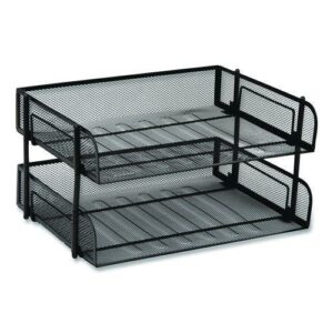Stackable Paper Desk Tray Organizer, Letter Size, 10 x 13.5 x 2.5, Black, 2/Pack