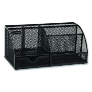 7-Compartment Metal Desk Organizer, 11 x 5.5 x 5, Black Metal Mesh