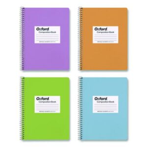 Spiralbound Composition Books, Wide/Legal Rule, Assorted Cover Colors, (80) 9.75 x 7.5 Sheets, 4/Pack