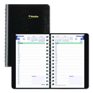 Plan and Link Daily Appointment Book, 8 x 5, Black Distressed Faux Leather Cover, 12-Month (Jan to Dec): 2025