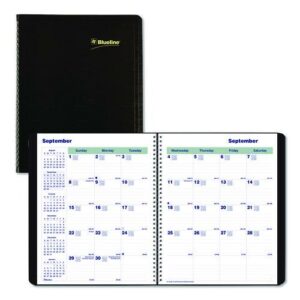 Plan and Link Monthly Planner, 9.25 x 7.25, Black Distressed Faux Leather Cover, 16-Month: Sept 2024 to Dec 2025