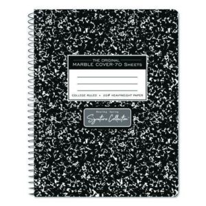 Signature Collection Spiralbound Composition Book, Medium/College Rule, Black Marble Cover, (70) 9.75 x 7 Sheets
