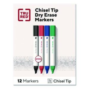 Tank Dry Erase Markers, Broad Chisel Tip, Assorted Colors, 12/Pack