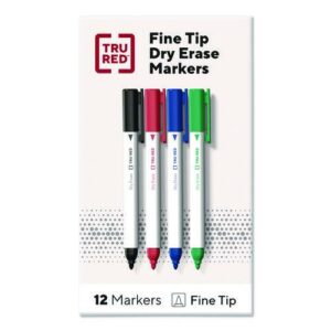Pen Dry Erase Markers, Bullet Fine Tip, Assorted Colors, 12/Pack
