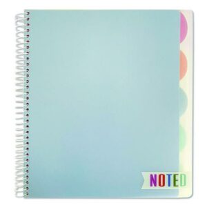 Noted Five-Subject Spiral Notebook, Medium/College Rule, Randomly Assorted Cover Color, (150) 11 x 8.5 Sheets