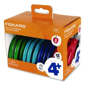 Kids Scissors Classpack, 5" Long, Straight Assorted Handle Colors, 12/Pack