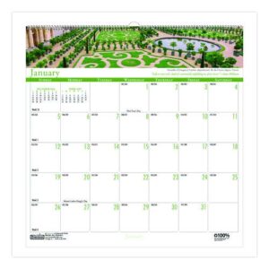 Recycled Gardens of the World Monthly Wall Calendar, Garden Scene Photography, 12 x 12, White Sheets, 12-Month (Jan-Dec):2025