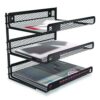 Side-Load Open Design Wire Mesh Horizontal Document Organizer, 3 Sections, Letter-Size, 13.78 x 11.22 x 13.38, Matte Black - Image 4