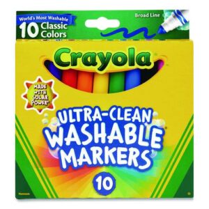 Ultra-Clean Washable Markers, Broad Bullet Tip, Assorted Colors, 10/Pack