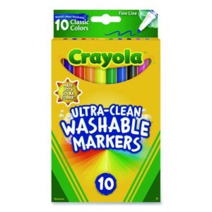 Ultra-Clean Washable Markers, Fine Line Precision Bullet Tip, Assorted Colors, 10/Box