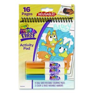 Bluey Color and Erase Reusable Activity Pad, Includes Three Markers, Ages 3 and Up, 16 Pages