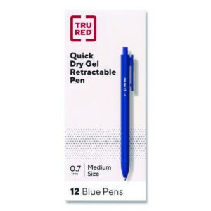 Quick Dry Gel Pen, Retractable, Medium 0.7 mm, Blue Ink, Blue Barrel, Dozen