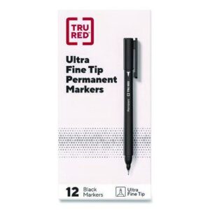 Permanent Marker, Pen-Style, Extra-Fine Needle Tip, Black, Dozen