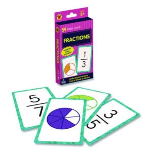 Fractions Flash Cards, Grades 4 to 6, 3.25" x 5.25", Assorted Colors, 54 Cards