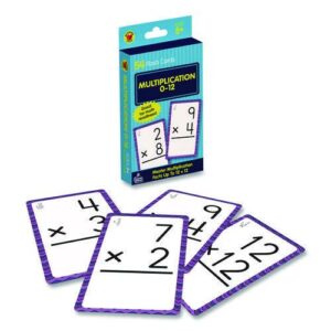 Multiplication 0 to 12 Flash Cards, Grades 4 to 6, 3.25" x 5.25", Assorted Colors, 54 Cards
