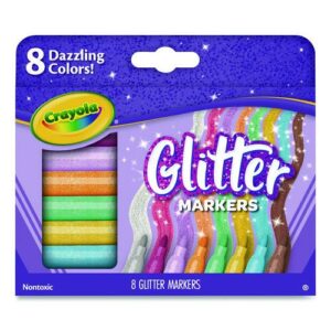 Glitter Markers, Medium Bullet Tip, Assorted Colors, 8/Set